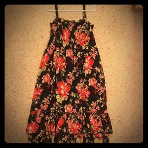 Girls floral chiffon black dress